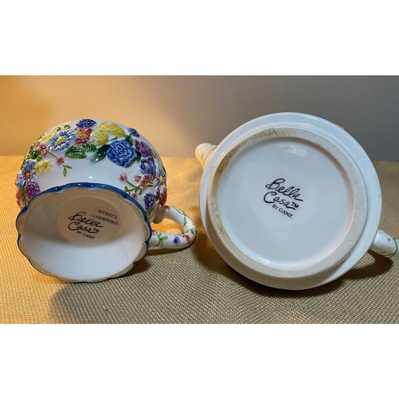 Bella Casa by Ganz Ceramic Floral Teapot and Cup, Read all Details - Picture 6 of 9